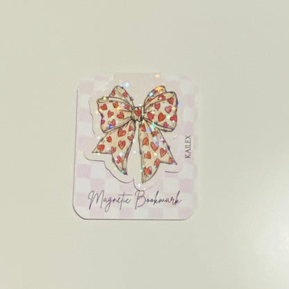 Hearts Bow Holographic Magnetic Bookmark