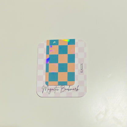 Spring Checkered Holographic Magnetic Bookmark