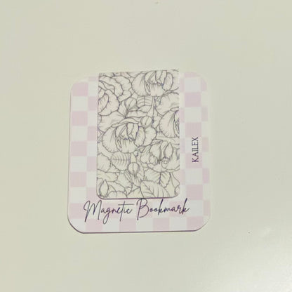 Black and White Flower Holographic Magnetic Bookmark