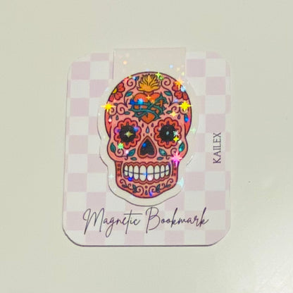 Pink Skull Holographic Magnetic Bookmark