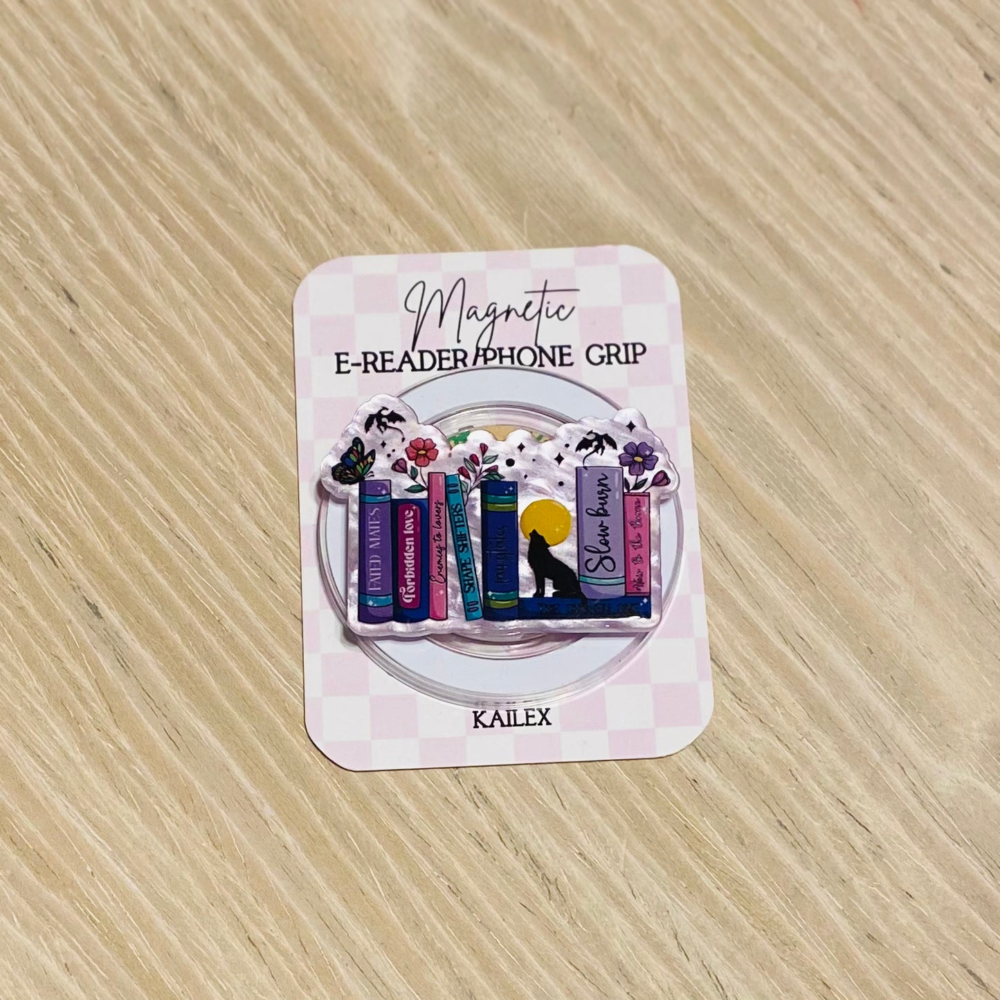 Fated mates purple books with wolf E-Reader, Phone Grip for all Devices - Magnetic