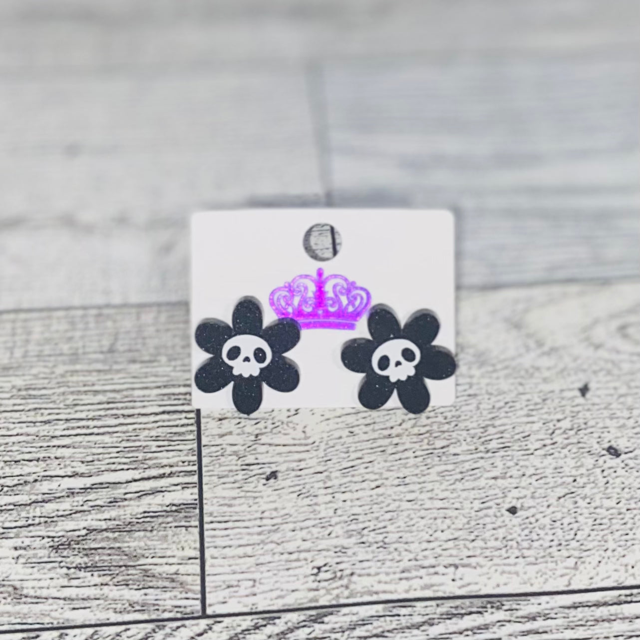 Flower Skull Stud Earrings