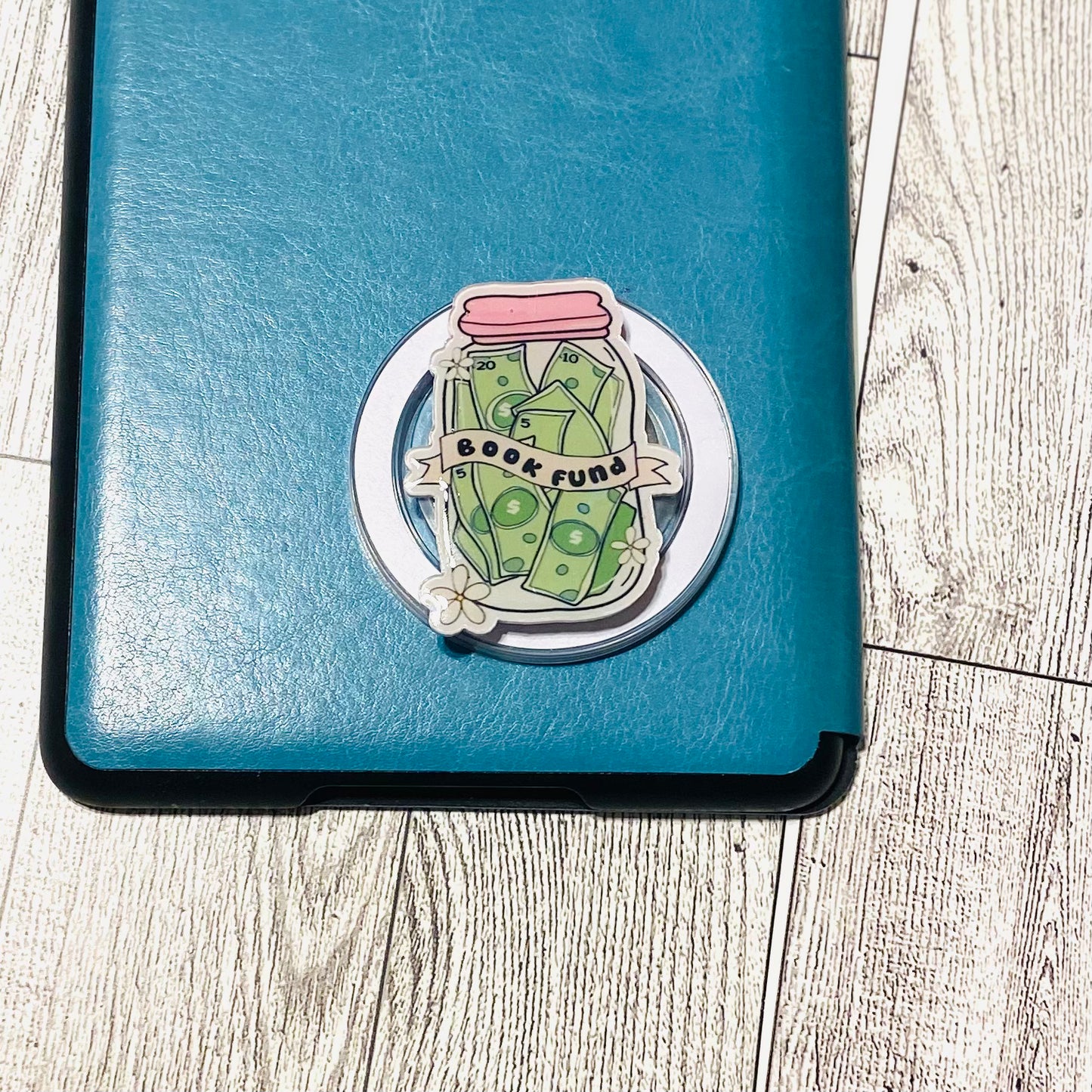 Book Funds Jar E-Reader, Phone Grip for all Devices Magnetic Grip - Holographic