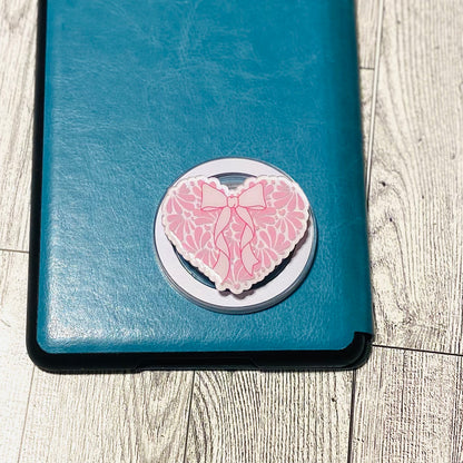 Pink concha heart E-Reader, Phone Grip for all Devices Magnetic Grip