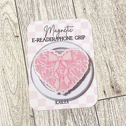 Pink concha heart E-Reader, Phone Grip for all Devices Magnetic Grip