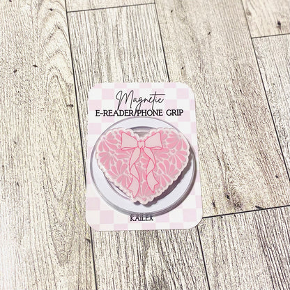 Pink concha heart E-Reader, Phone Grip for all Devices Magnetic Grip
