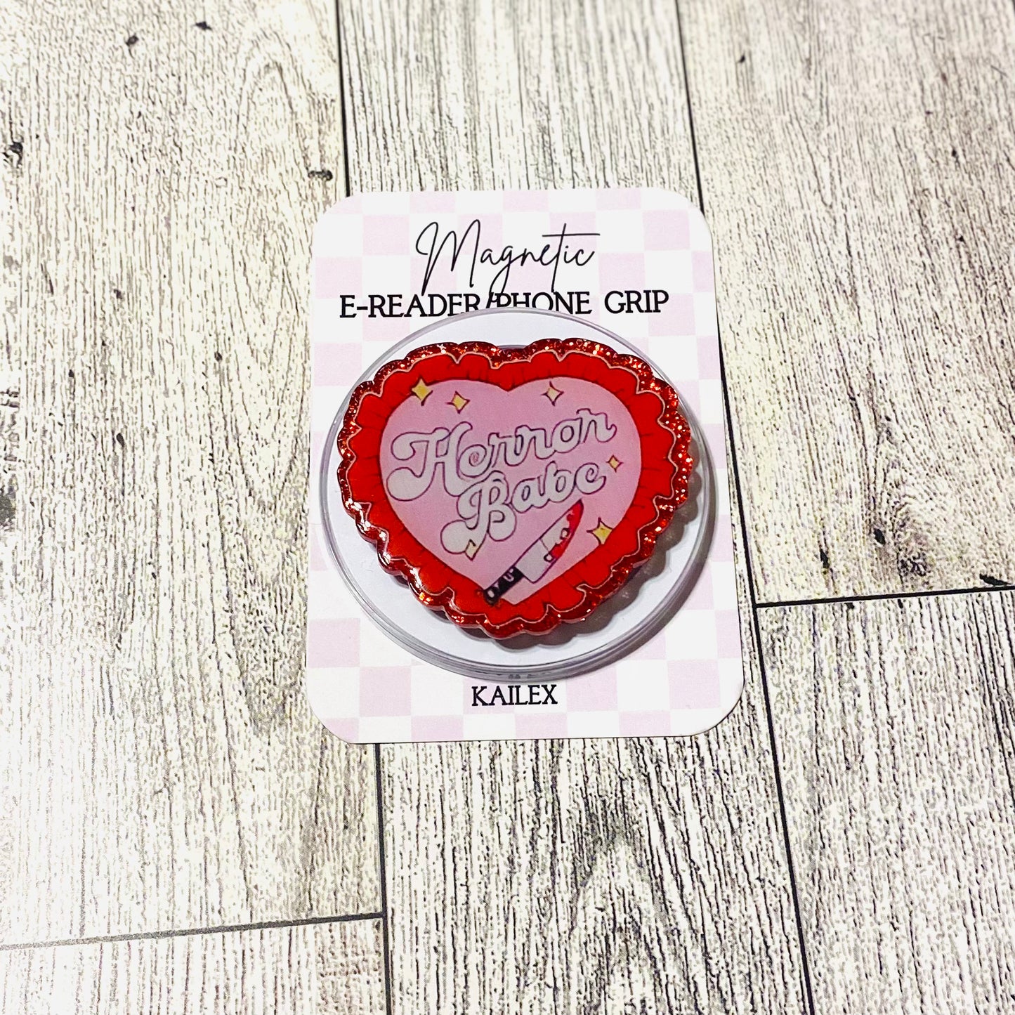 Horror Babe red heart E-Reader, Phone Grip for all Devices Magnetic Grip