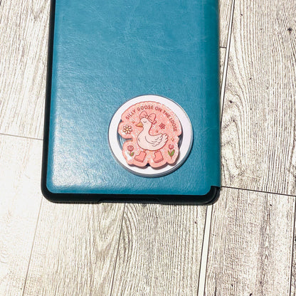 Pink Silly Goose on the Loose E-Reader, Phone Grip for all Devices Magnetic Grip