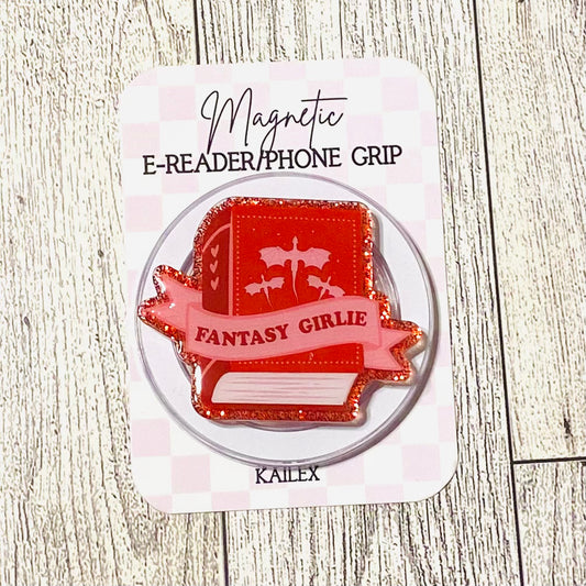 Fantasy Girlie Red Book with dragon E-Reader, Phone Grip for all Devices Magnetic Grip
