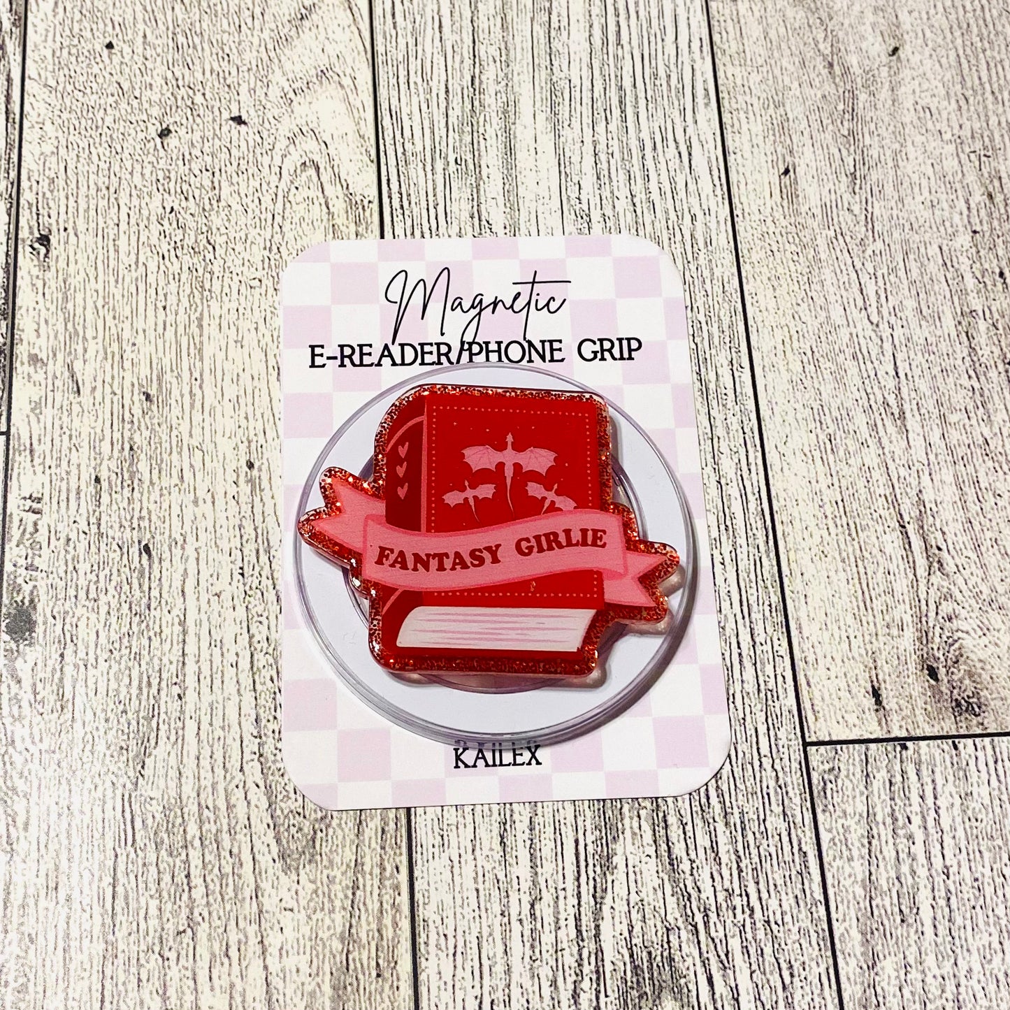 Fantasy Girlie Red Book with dragon E-Reader, Phone Grip for all Devices Magnetic Grip