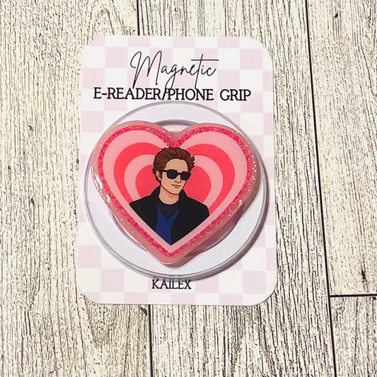 Edward with Pink Pounding Heart E-Reader, Phone Grip for all Devices Magnetic Grip