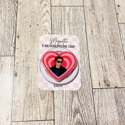Edward with Pink Pounding Heart E-Reader, Phone Grip for all Devices Magnetic Grip