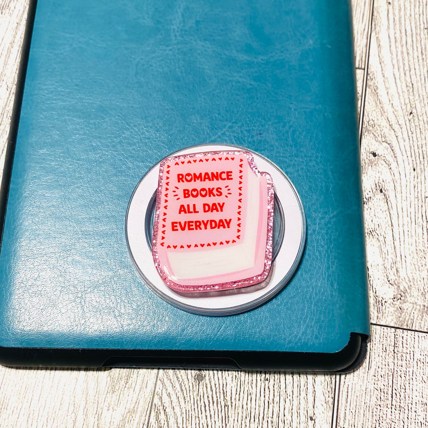 Romance Books all day everyday pink book E-Reader, Phone Grip for all Devices Magnetic Grip