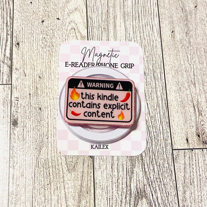 WARNING: this kindle contains explicit content E-Reader, Phone Grip for all Devices Magnetic Grip