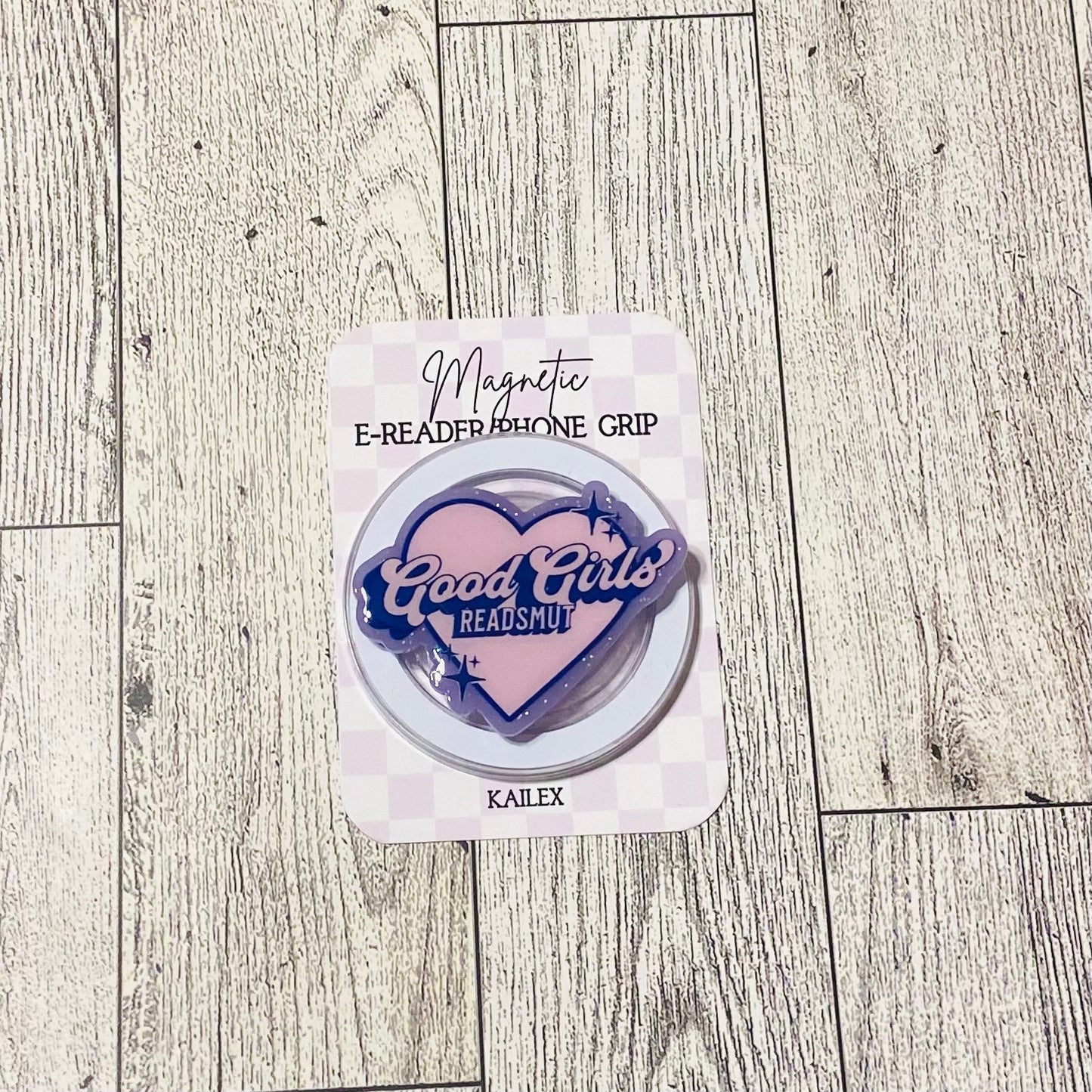 Good Girls Read SMUT, pink and purple heart Magnetic Grip