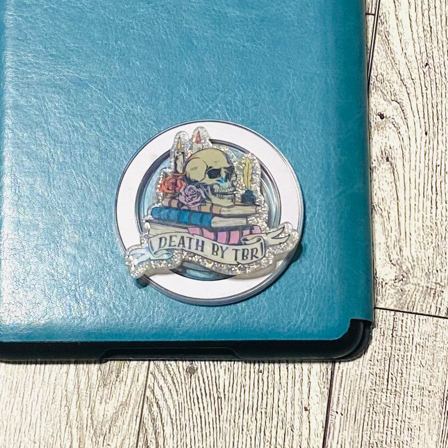 Death by TBR, books with skull Magnetic Grip - Holographic