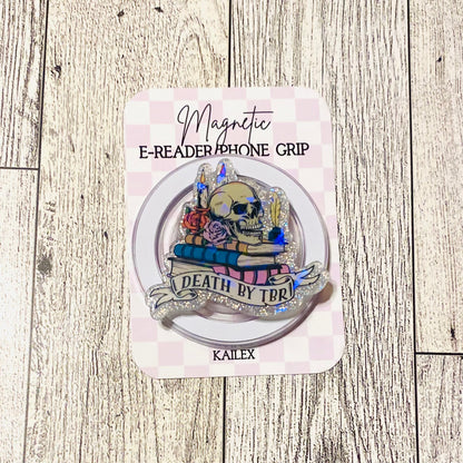 Death by TBR, books with skull Magnetic Grip - Holographic