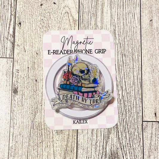 Death by TBR, books with skull Magnetic Grip - Holographic