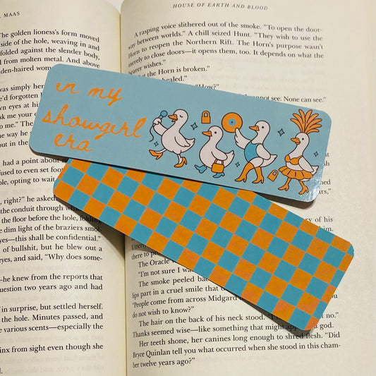 Show girl geese checkered glossy Bookmark