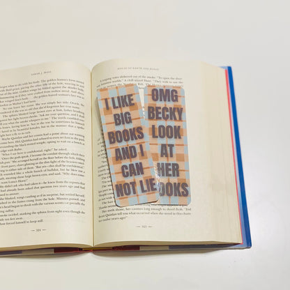OMG Becky look at her books, I like big books and I can not lie plaid glossy Bookmark