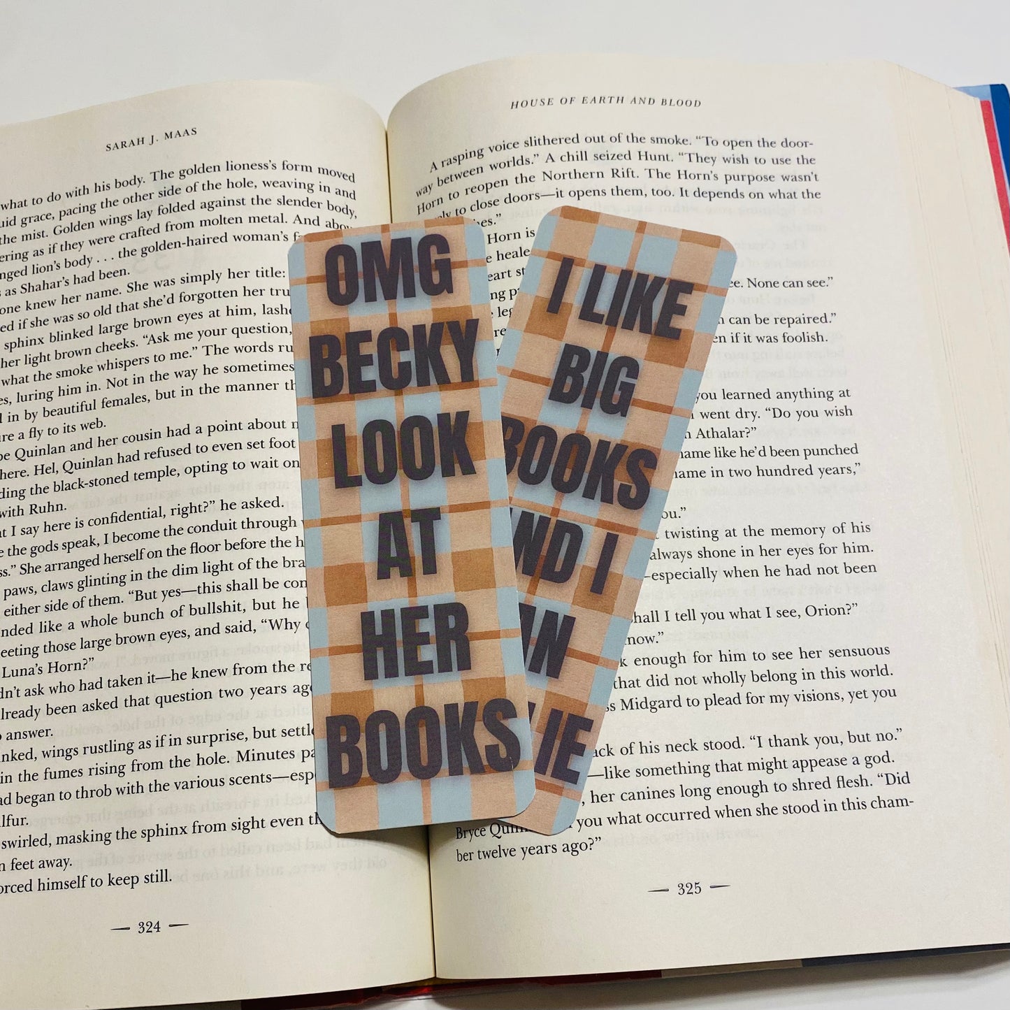 OMG Becky look at her books, I like big books and I can not lie plaid glossy Bookmark