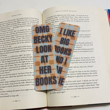 OMG Becky look at her books, I like big books and I can not lie plaid glossy Bookmark