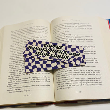 Coffee, Wingleaders, and High Lords checkered glossy Bookmark