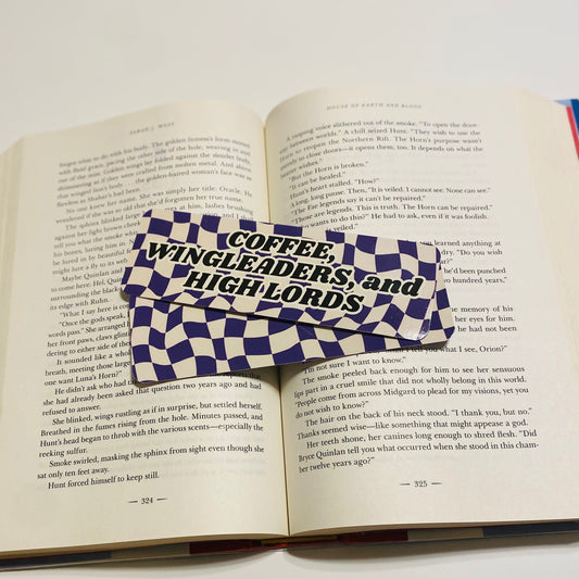 Coffee, Wingleaders, and High Lords checkered glossy Bookmark