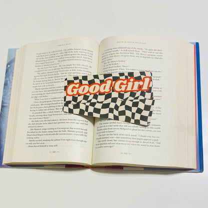 Good Girl Red with checkered print, glossy Bookmark