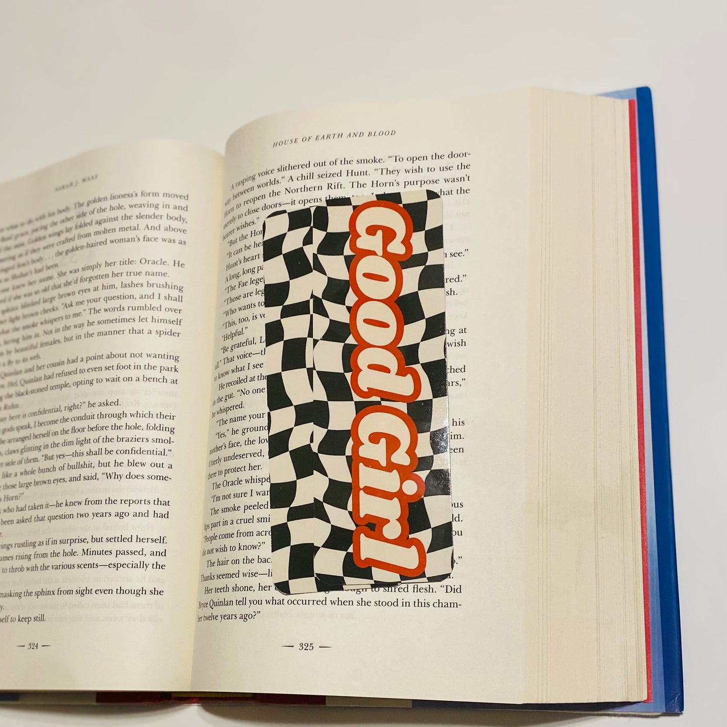 Good Girl Red with checkered print, glossy Bookmark