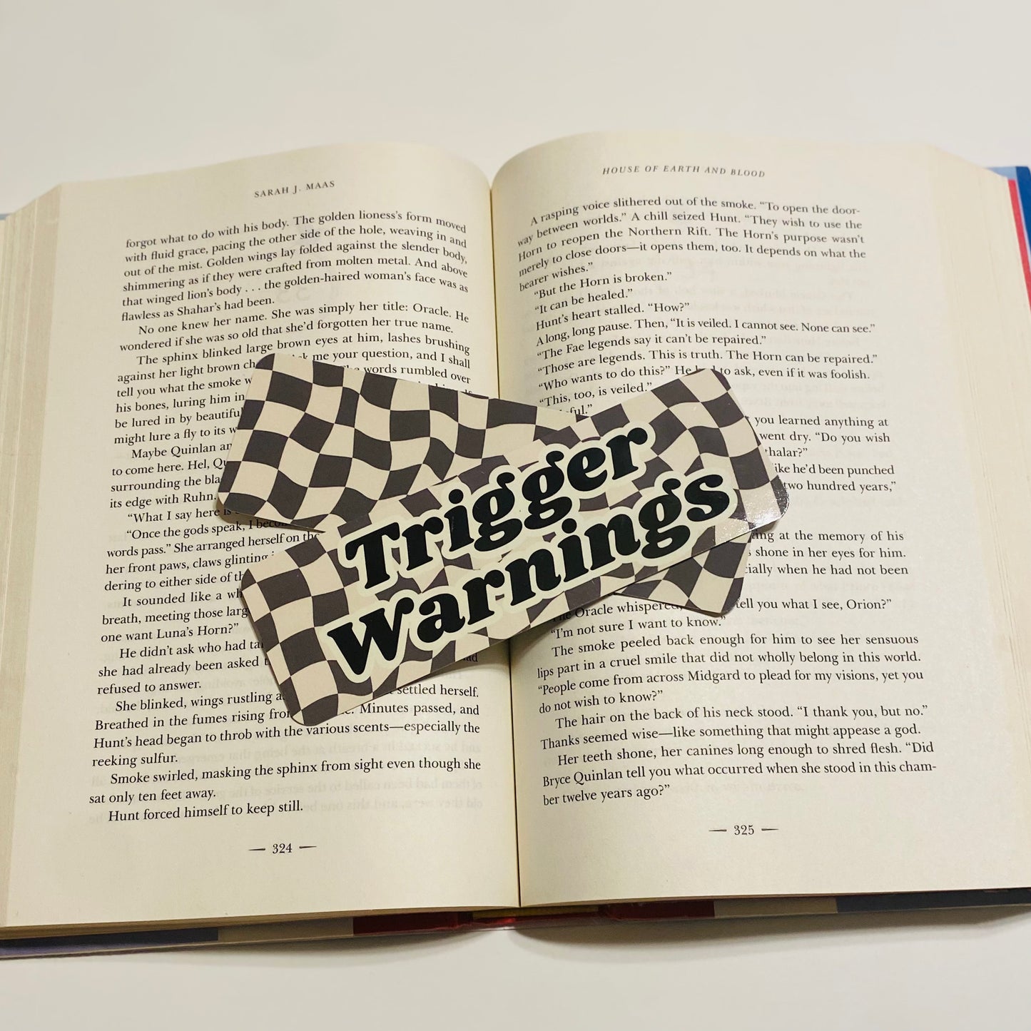 Checkered Trigger warnings glossy Bookmark