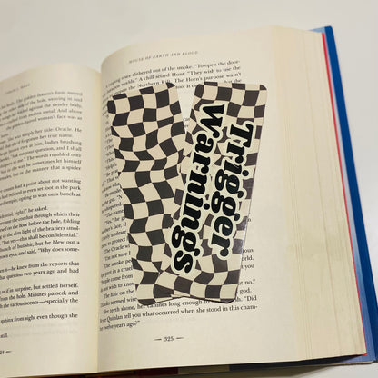 Checkered Trigger warnings glossy Bookmark