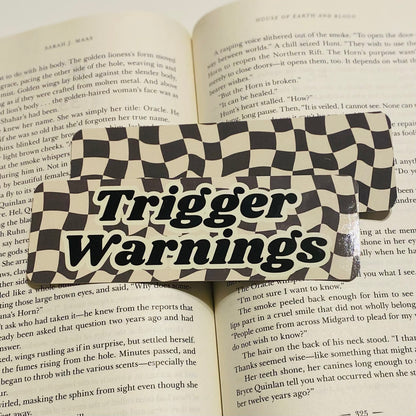 Checkered Trigger warnings glossy Bookmark