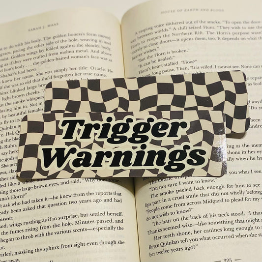 Checkered Trigger warnings glossy Bookmark