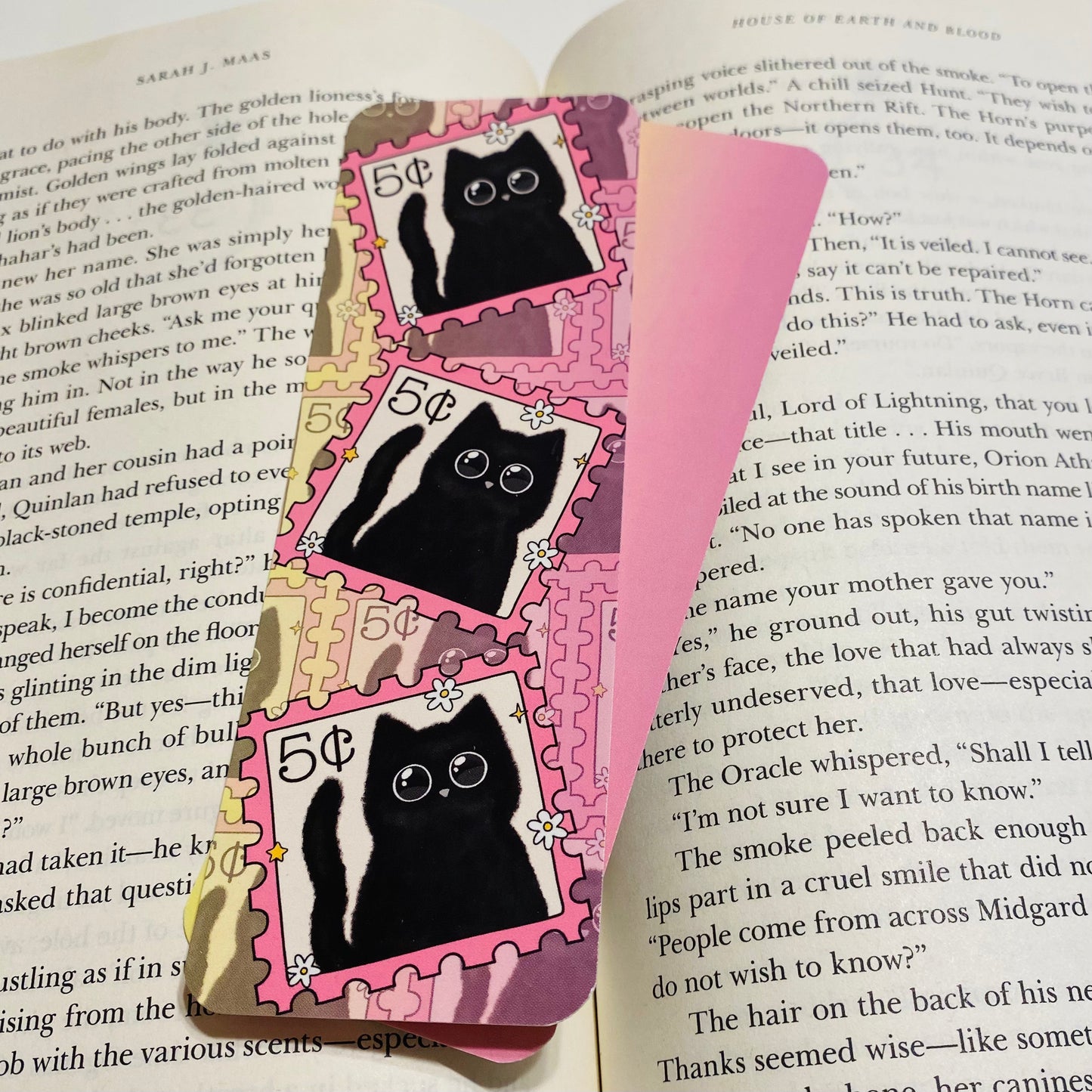 5c Black cat stamp glossy Bookmark