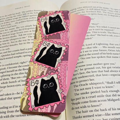 5c Black cat stamp glossy Bookmark