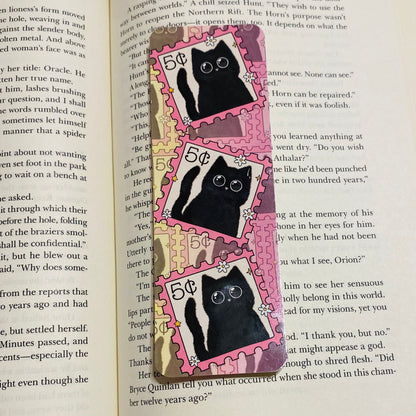 5c Black cat stamp glossy Bookmark