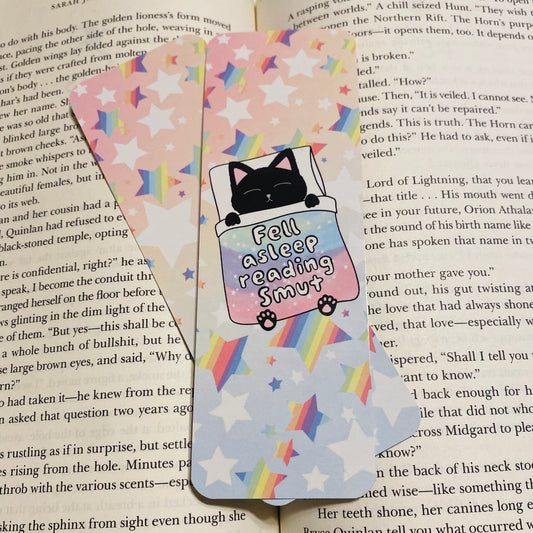 Fell asleep reading smut with cat in bed gloss Bookmark
