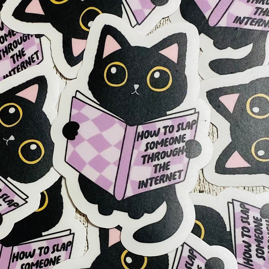 How to slap someone through the internet cat Sticker