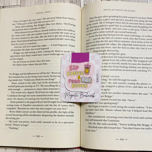 Sip Coffee and Read books Magnetic Bookmark
