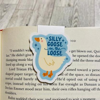 Silly Goose on the Loose blue Magnetic Bookmark
