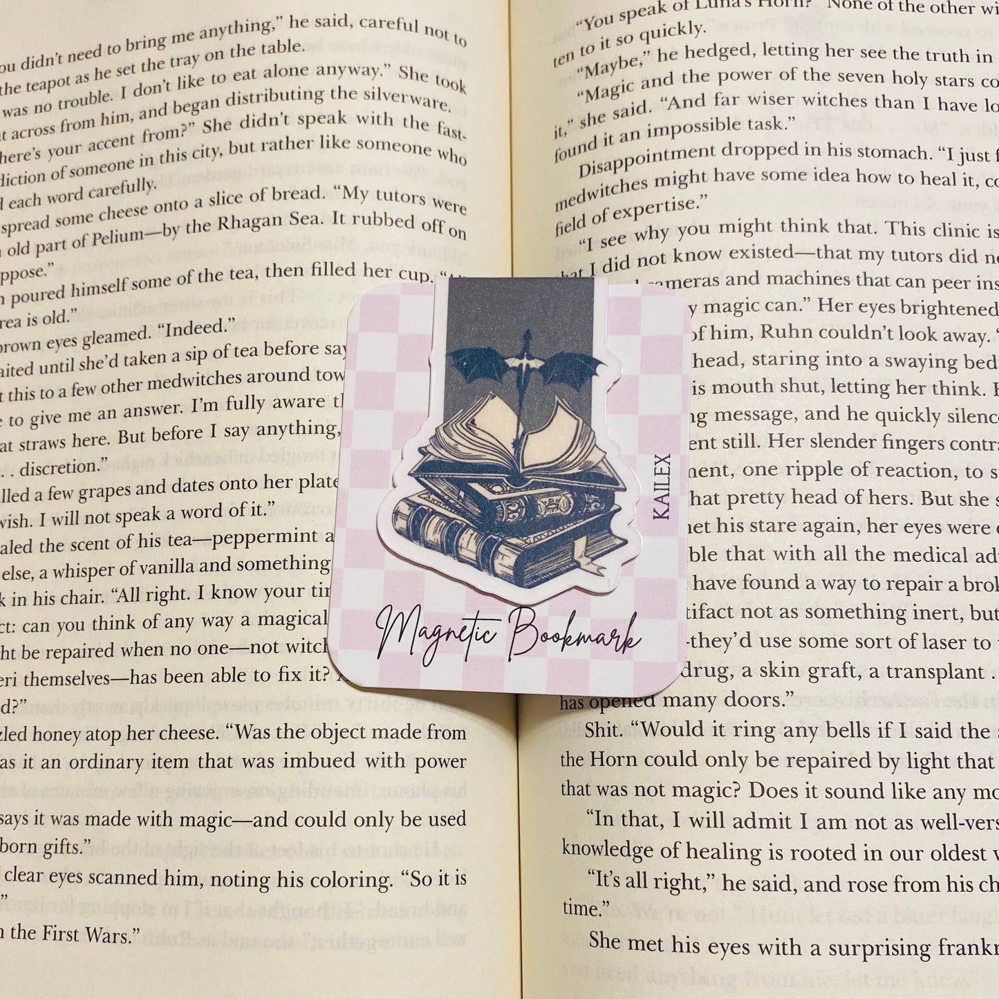 Book with Dragons Grey Magnetic Bookmark