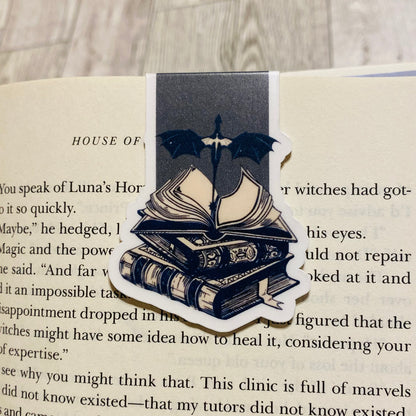 Book with Dragons Grey Magnetic Bookmark