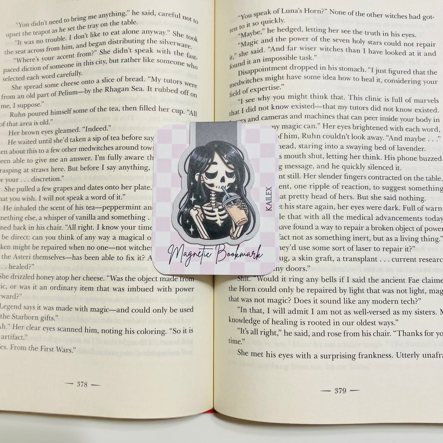 Dark Skelly Coffee girl Magnetic Bookmark