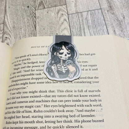 Dark Skelly Coffee girl Magnetic Bookmark