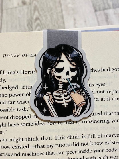 Dark Skelly Coffee girl Magnetic Bookmark