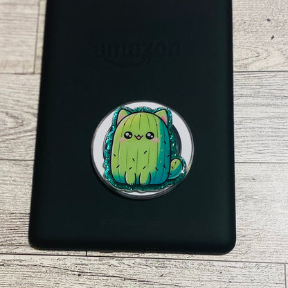 Cute cactus-shaped magnetic e-reader phone grip 