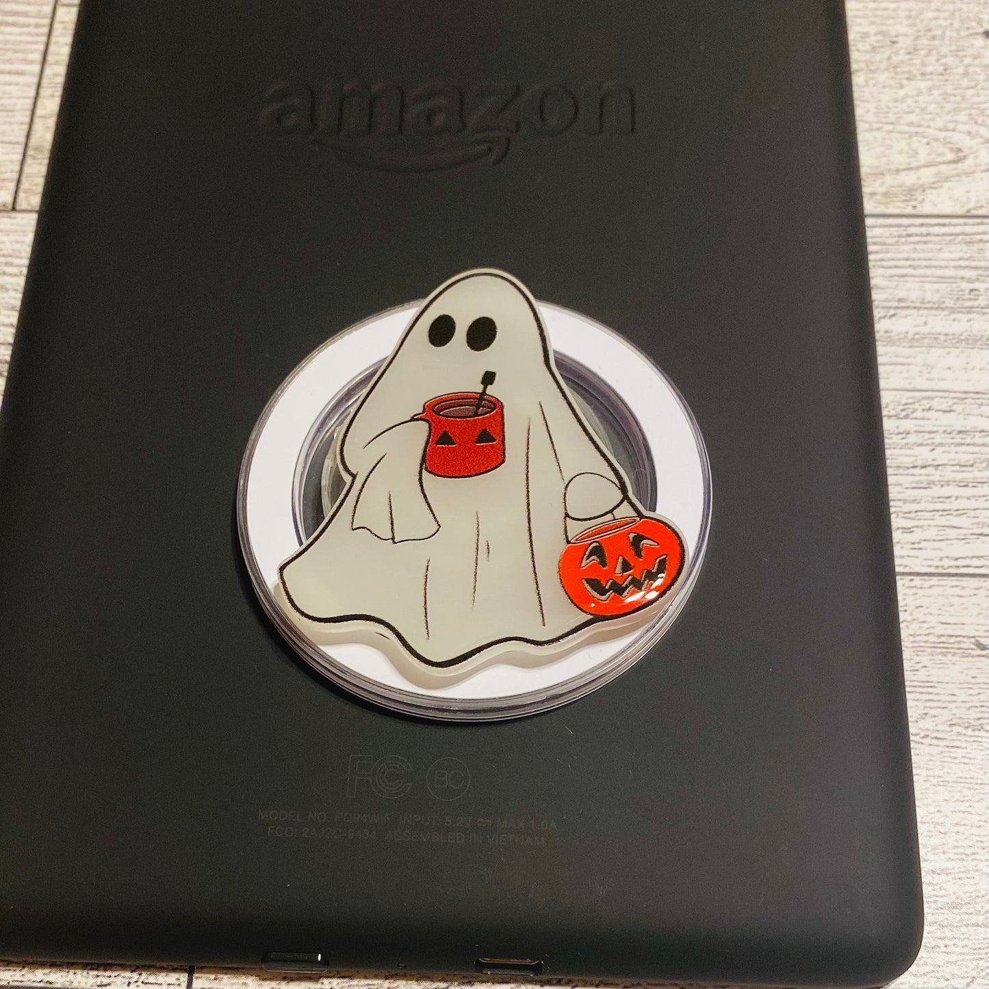 Glow in the dark ghost with jack o lantern - E-Reader, Phone Grip for all Devices Magnetic Grip