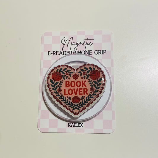 Heart-shaped 'Book Lover' grip on a checkered card with 'KAILEX' branding