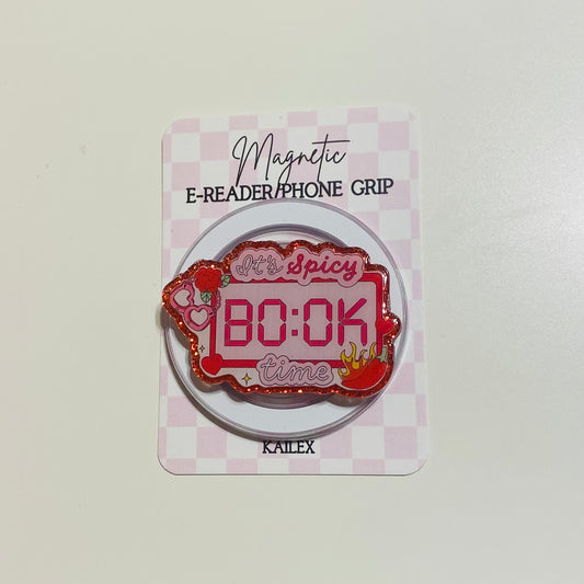 Its Spicy book time clock - E-Reader, Phone Grip for all Devices Magnetic Grip